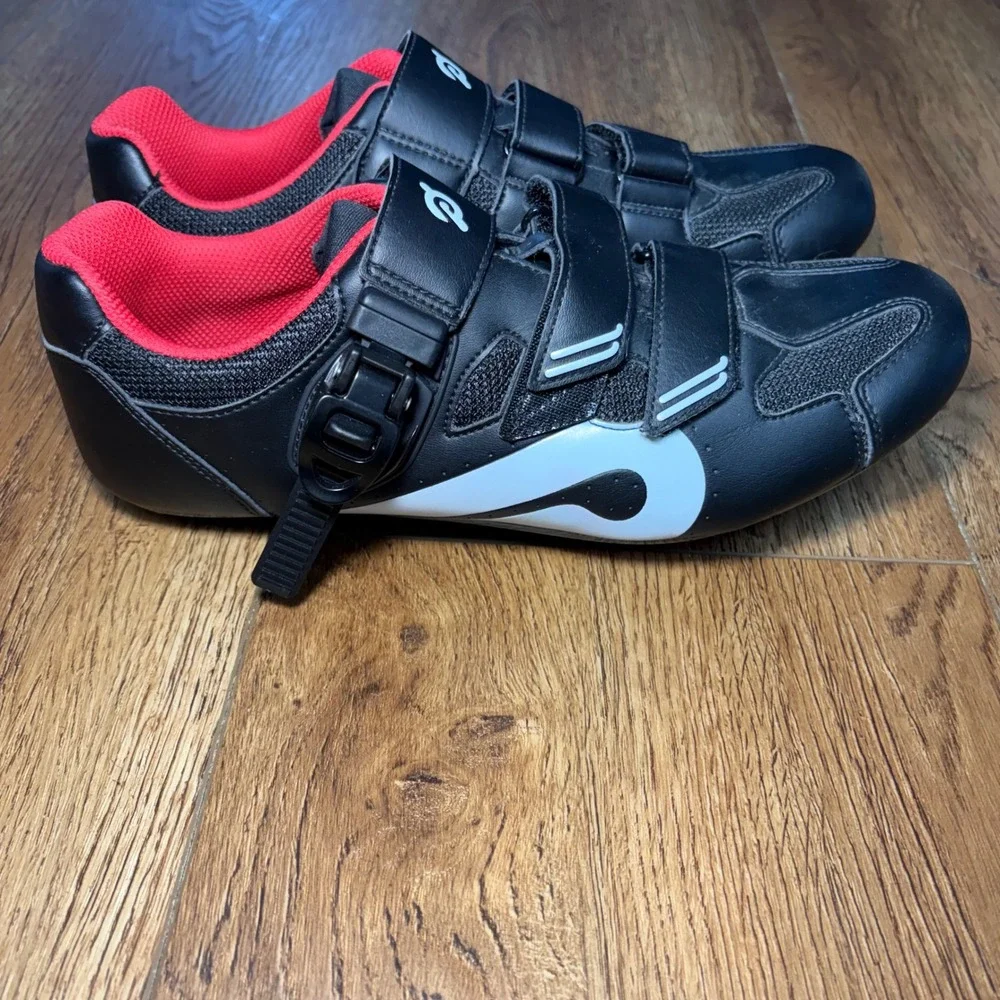 Peloton Cycling Shoes Black Red Size 43 Delta Cleats Mens US 10 Women's US 12‎